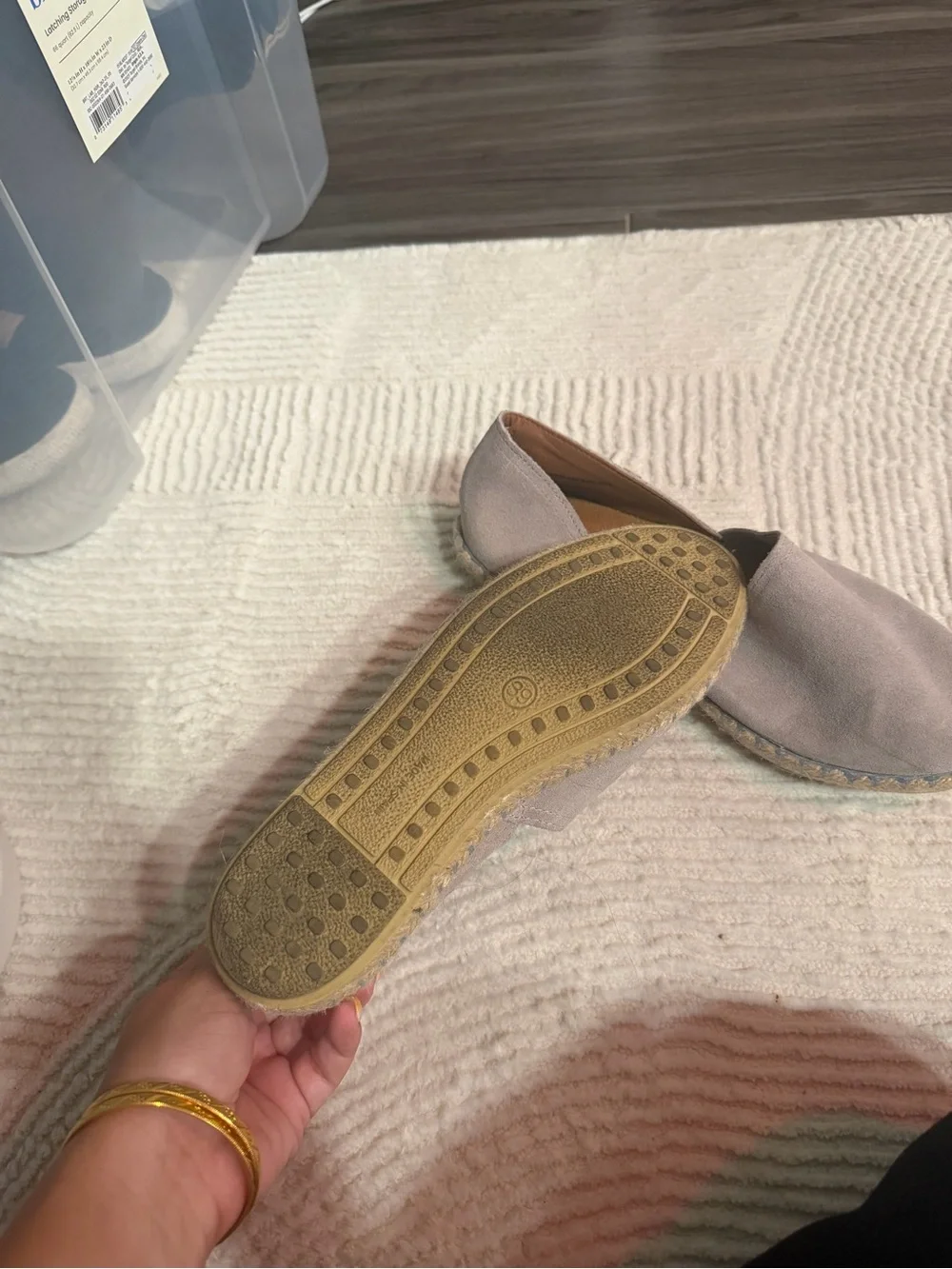 Women’s Suede Slip-On Espadrilles in Light Gray - Size 8
